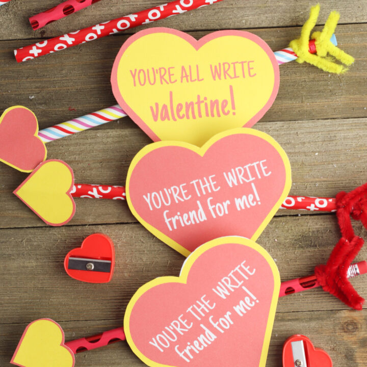 Printable Pencil Valentine's Day Cards