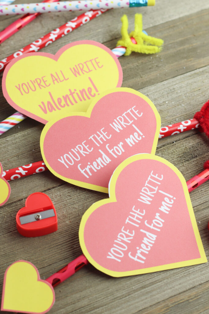 Free Printable Heart Valentine Cards To Give With Pencils » A Home